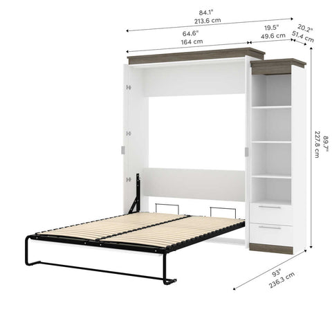 Queen Murphy Bed with Shelves and Drawers (87W)