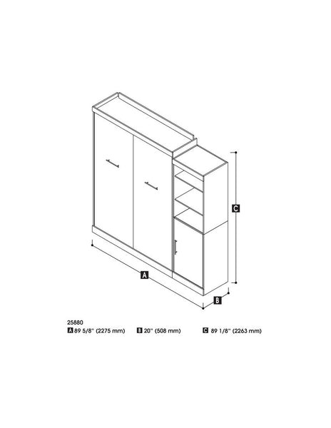 Queen Murphy Bed with Closet Organizer with Doors (90W)