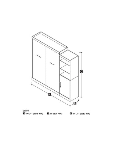 Queen Murphy Bed with Closet Organizer with Doors (90W)