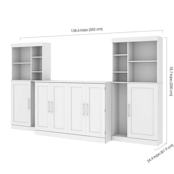 Queen Cabinet Bed with Mattress, two 36″ Storage Units, and 2 Hutches