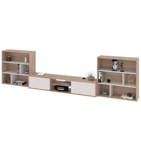 TV Stand with 2 Asymmetrical Shelving Units