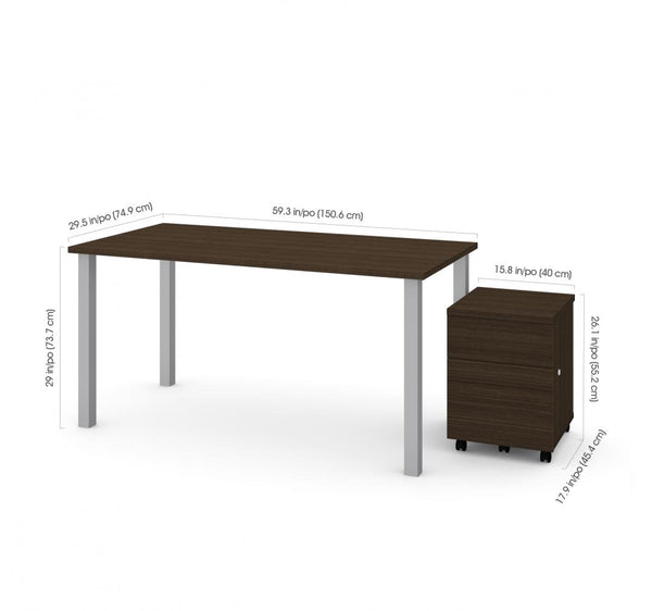 60W x 30D Table Desk with Mobile Pedestal