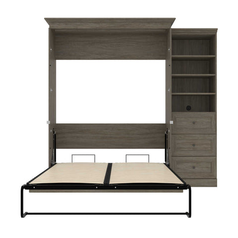 Queen Murphy Bed with Shelves and Drawers (92W)