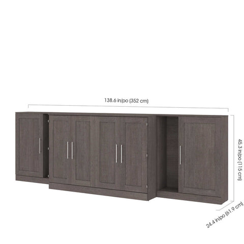 Queen Cabinet Bed with Mattress and Storage Cabinets (139W)