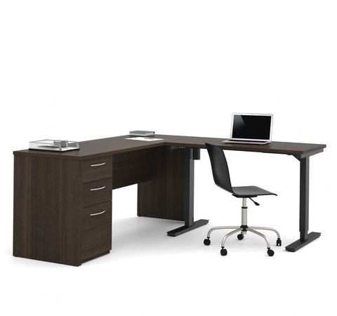 72W L-Shaped Standing Desk with Pedestal