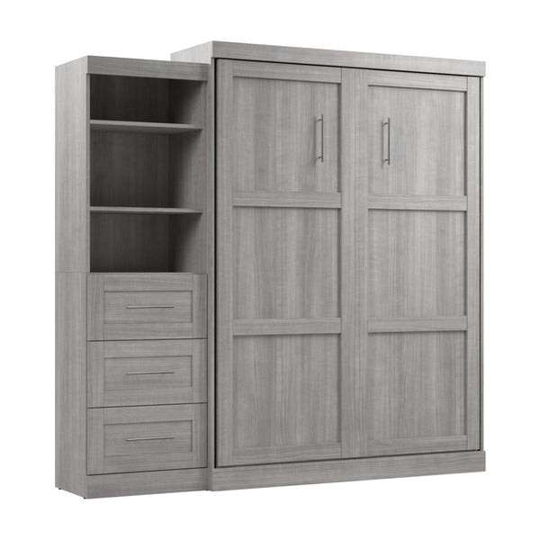 Queen Murphy Bed and Shelving Unit with Drawers (90W)