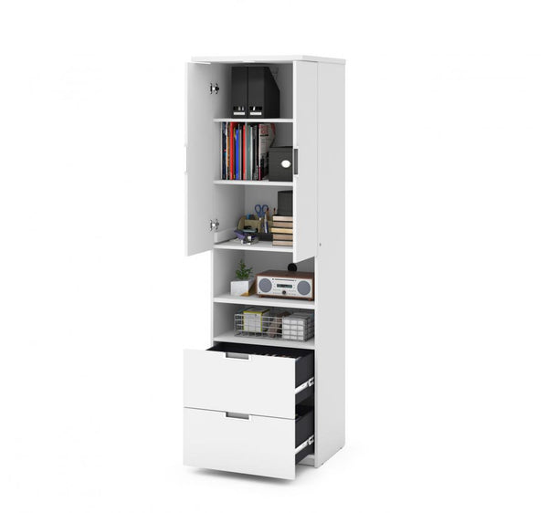 24W Tall Storage Cabinet with Doors and Drawers