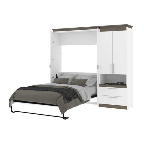 Full Murphy Bed with Storage Cabinet and Pull-Out Shelf (91W)