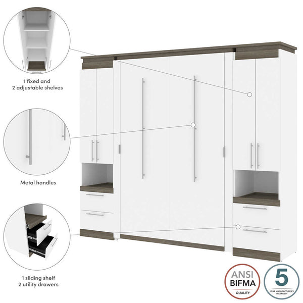 Full Murphy Bed with Storage Cabinets and Pull-Out Shelves (100W)