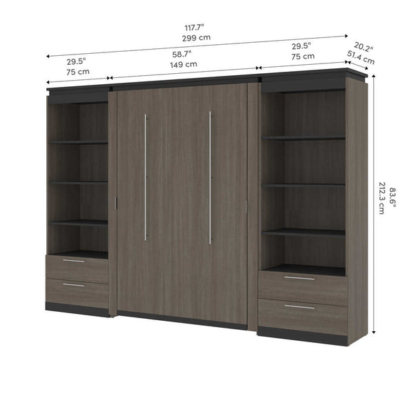 Full Murphy Bed with Shelves and Drawers (120W)