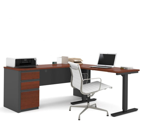 72W L-Shaped Standing Desk with Pedestal