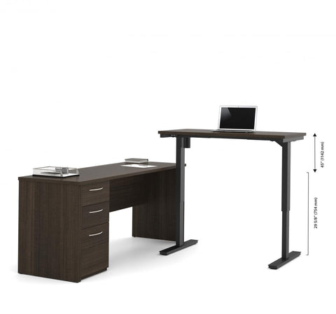 72W L-Shaped Standing Desk with Pedestal