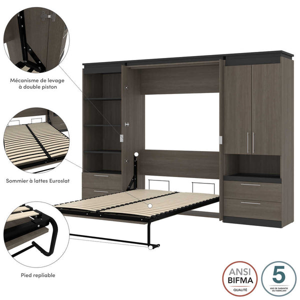 Full Murphy Bed and Multifunctional Storage with Drawers (119W)