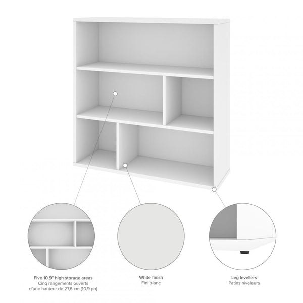 60W L-Shaped Desk with Asymmetrical Shelving Unit