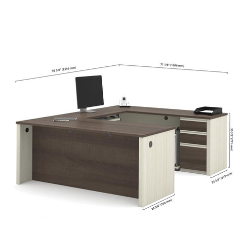 72W U-Shaped Executive Desk with Pedestal