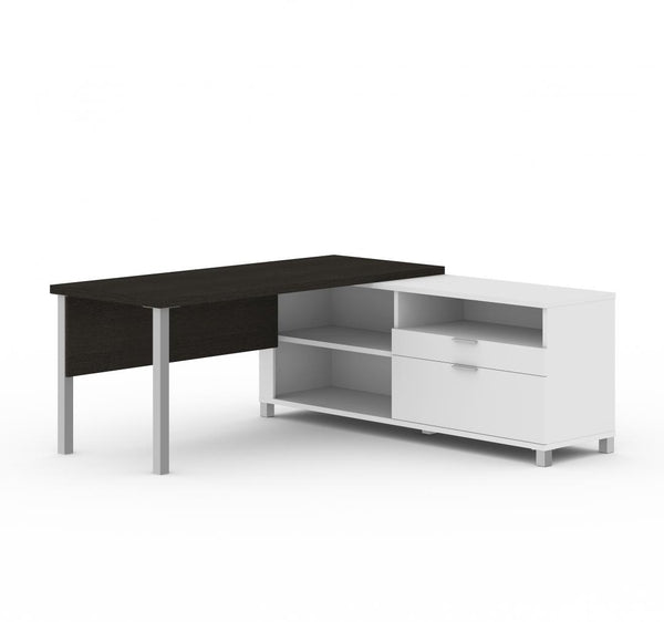 72W L-Shaped Desk with Metal Legs