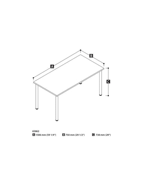 60W Table Desk with Round Metal Legs