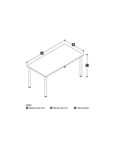 60W Table Desk with Round Metal Legs