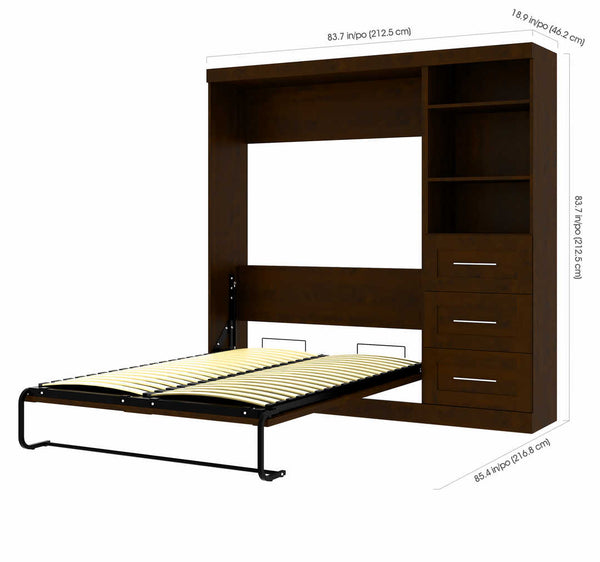 Full Murphy Bed and Shelving Unit with Drawers (84W)