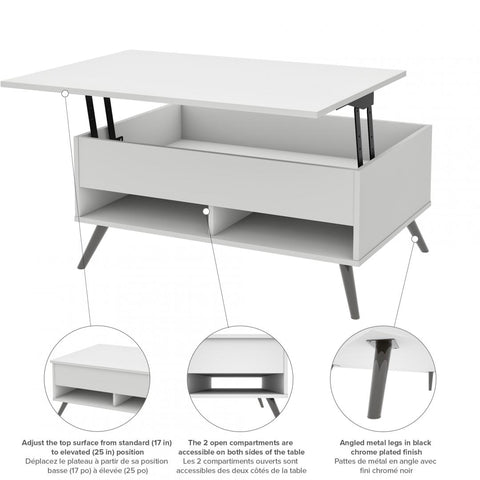 37“ Lift-Top coffee Table with metal legs