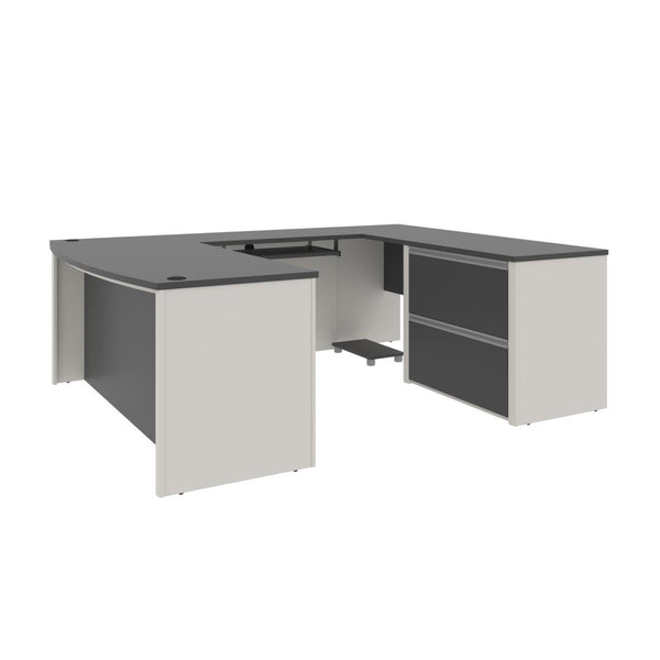 72W U-Shaped Executive Desk with Lateral File Cabinet