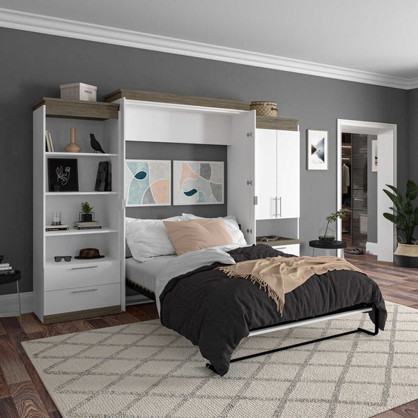 Queen Murphy Bed and Multifunctional Storage with Drawers (125W)