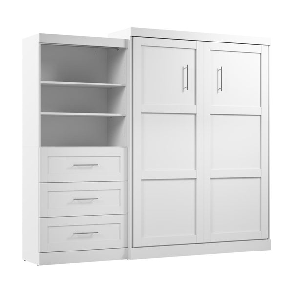 Queen Murphy Bed and Shelving Unit with Drawers (101W)