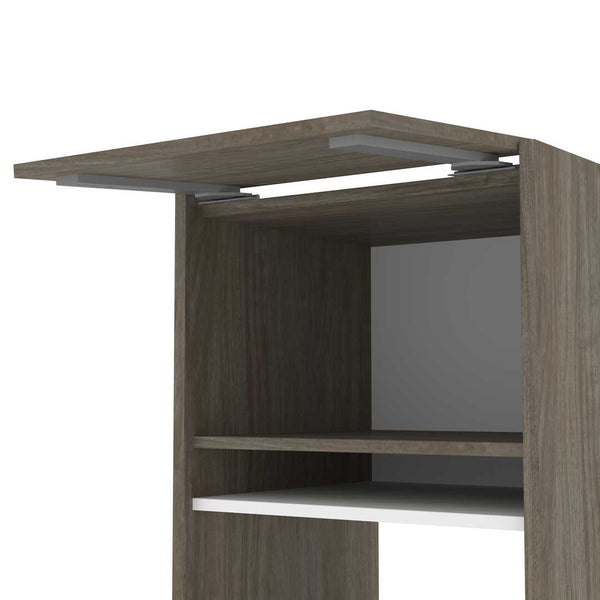 81W L-Shaped Standing Desk with Credenza and Narrow Hutch