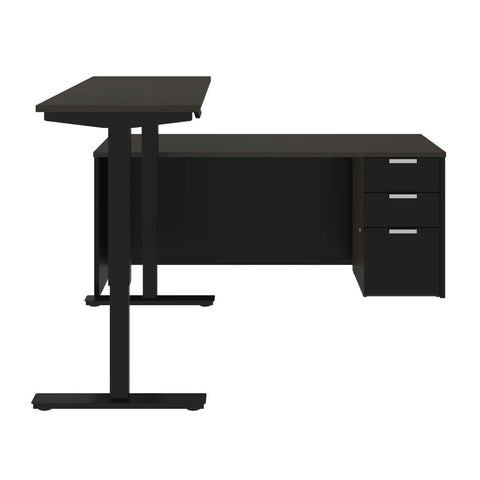 72W L-Shaped Standing Desk with Pedestal