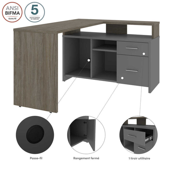 56W L-Shaped Desk