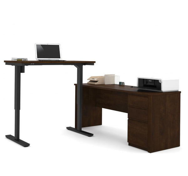 72W L-Shaped Standing Desk with Pedestal