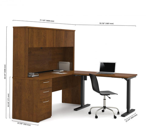 2-Piece set including a standing desk and a desk with hutch