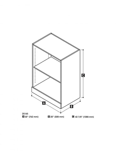 30“ Low storage unit with rods