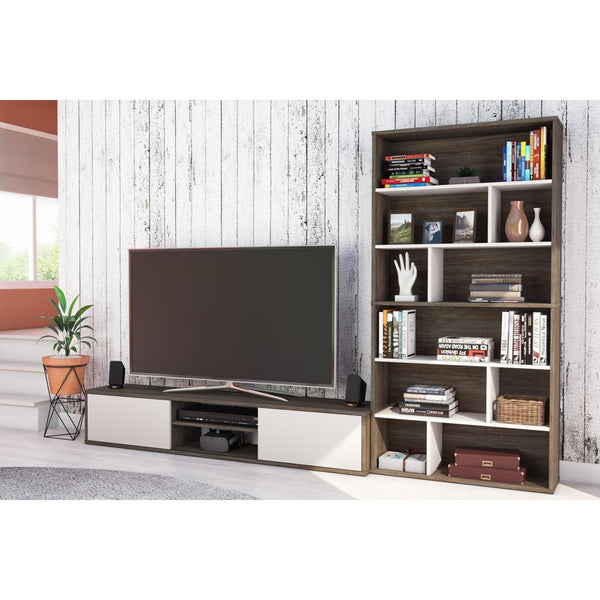 TV Stand with 2 Asymmetrical Shelving Units