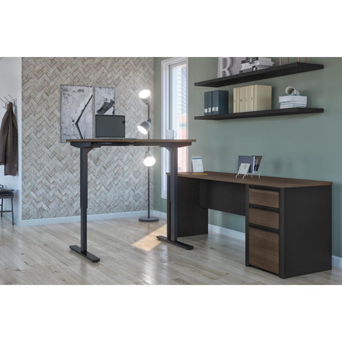 72W L-Shaped Standing Desk with Pedestal