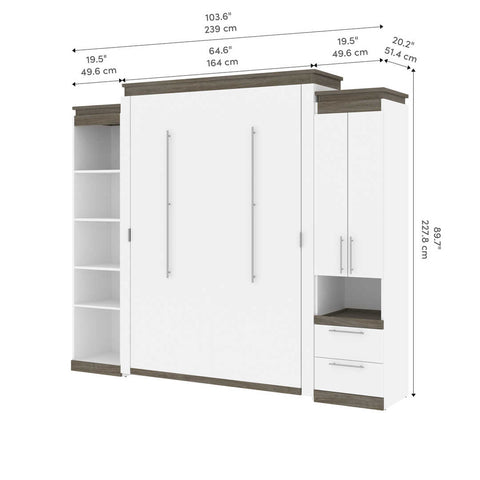 Queen Murphy Bed with Storage Cabinet and Shelves (106W)