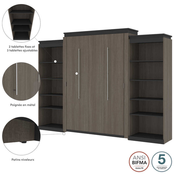 Queen Murphy Bed with Shelves (126W)