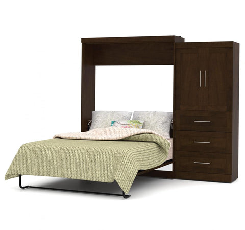 Queen Murphy Bed and Storage Cabinet with Drawers (101W)