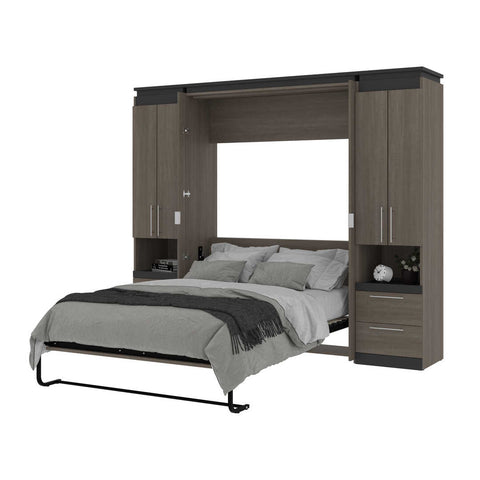 Full Murphy Bed with Storage Cabinets and Pull-Out Shelves (100W)