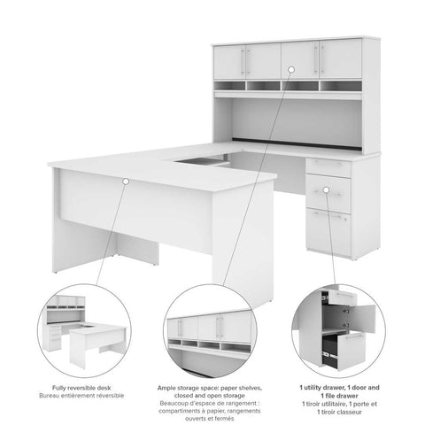 U or L-Shaped Desk with Hutch