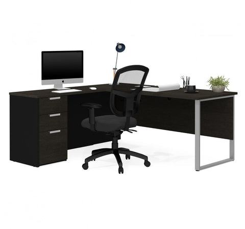 72W L-Shaped Desk with Drawers