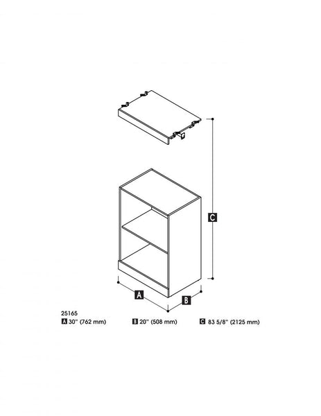 30“ Low storage unit with rods