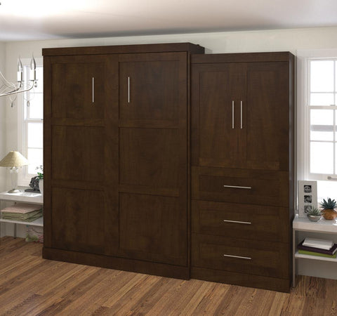 Queen Murphy Bed and Storage Cabinet with Drawers (101W)