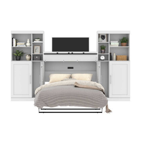 Full Cabinet Bed with Mattress and Tall Storage Cabinets (133W)