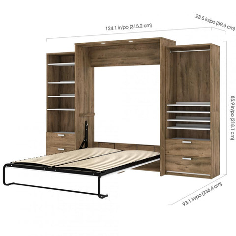 Queen Murphy Bed with 2 Closet Organizers with Drawers (125W)