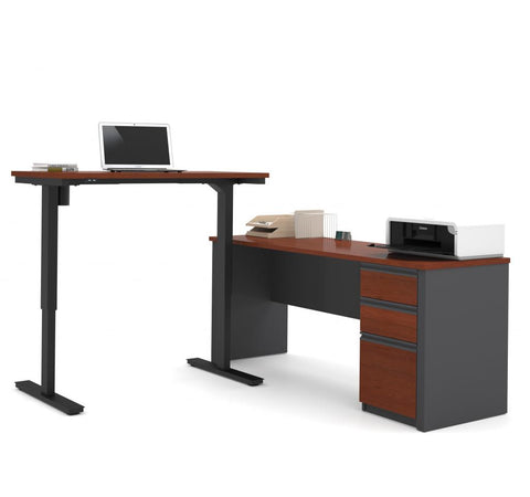 72W L-Shaped Standing Desk with Pedestal