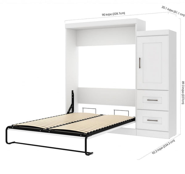 Queen Murphy Bed and Wardrobe with Drawers (91W)