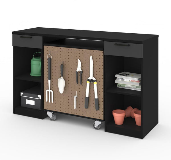 2-Piece Set:  2-Drawer Workbench and Mobile Storage Cabinet