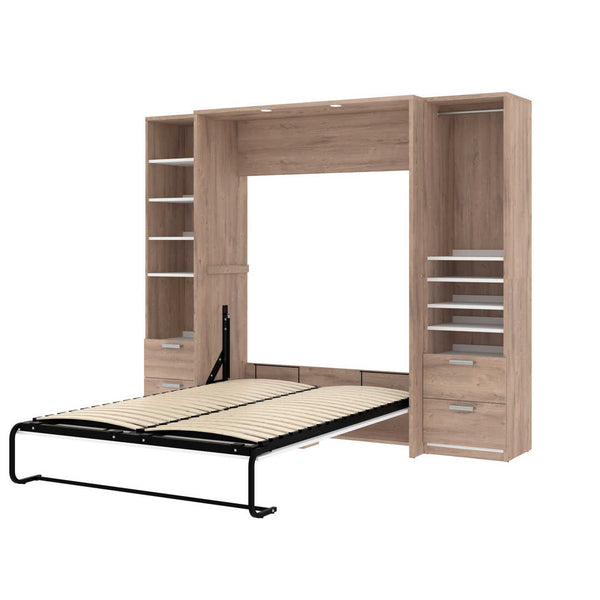 Full Murphy Bed and 2 Narrow Closet Organizers with Drawers (99W)