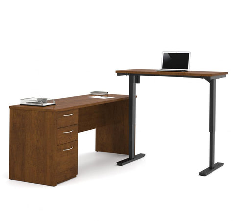 72W L-Shaped Standing Desk with Pedestal